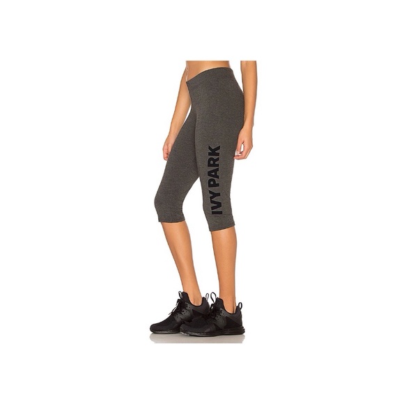 IVY PARK Pants - Ivy Park Casual Crop Legging in Grey & White Logo